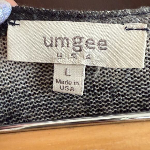 UMGEE Women Black White Bohemian Oversize Tie Dye Striped Tunic Sweater Large - Picture 5 of 5